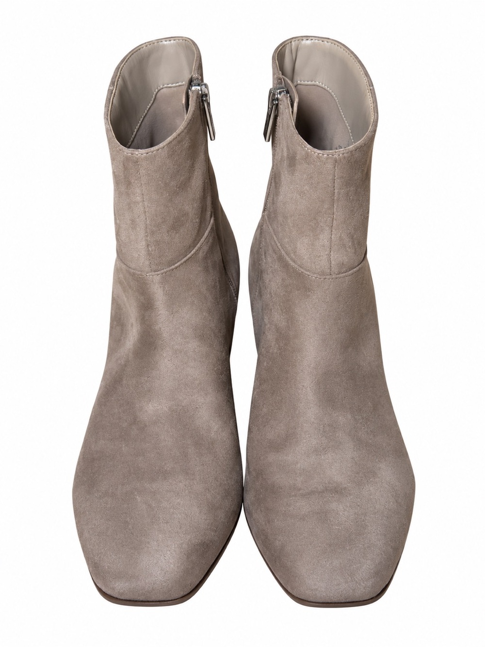 Calvin Klein Taupe Suede Ankle Booties with Side Zip